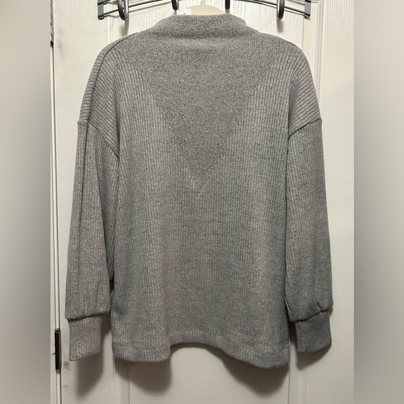 Loft Ribbed Mock Neck pullover sweater women’s Large Gray preppy cozy retro NWT - Picture 1 of 13
